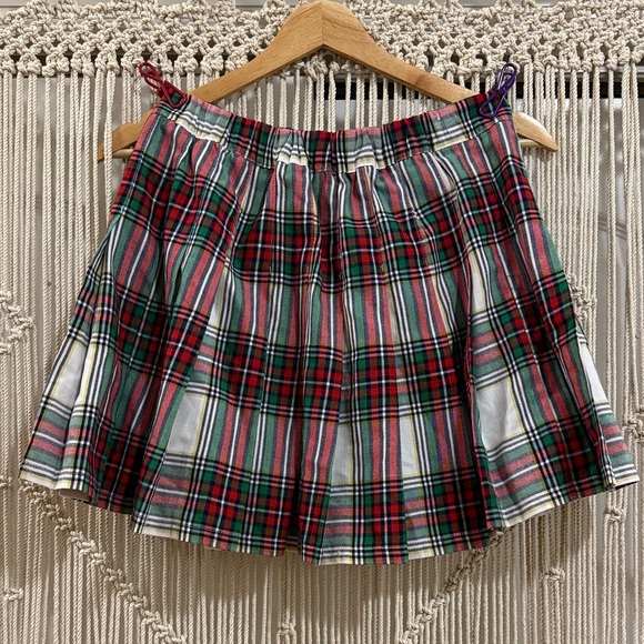 Aerie Pleated Mini Skirt in Red and Green - Picture 4 of 12